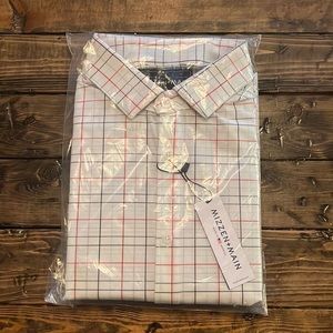 Mizzen+Main XL Long Sleeve Dress Shirt JJ WATT DESIGN White w/multicolor stripes